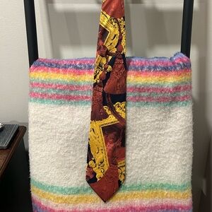 Dolce & Gabbana Baroque Print Tie in Burgundy and Gold